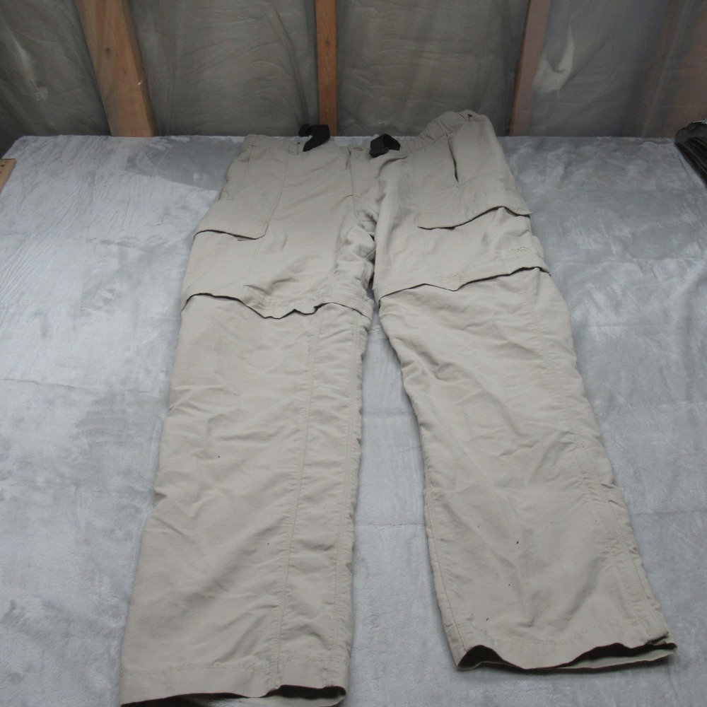 North Face Pants Men XL White Cargo Convertible Belted Rain Wind Pack Hike 37x30